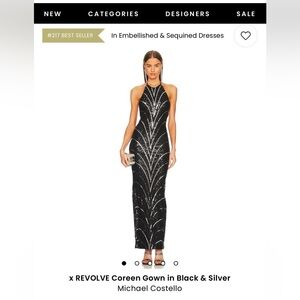 Coreen gown in black and silver size small by Michael Costello